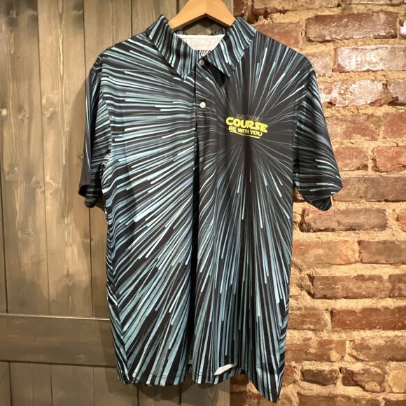 Shank It Golf Men’s Size XL May The Course Be with You Star Galaxy Blue Shirt - Picture 1 of 9